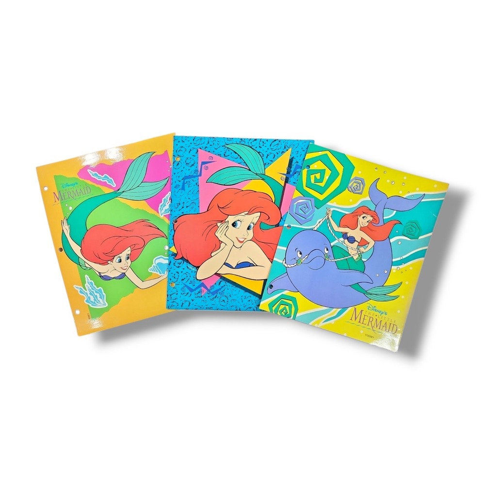 3‎ Vintage 90s The Little Mermaid Pocket Folder Impact International EUC